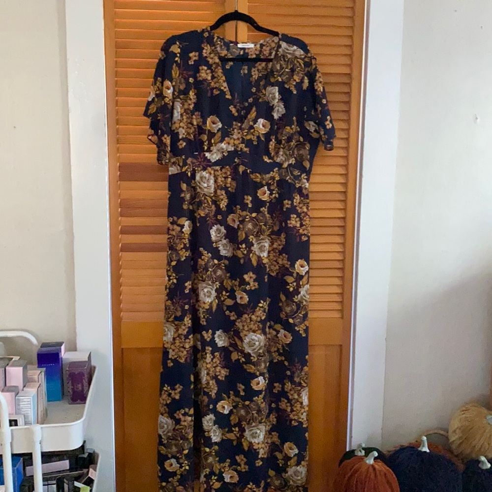 Navy Floral Maxi Dress